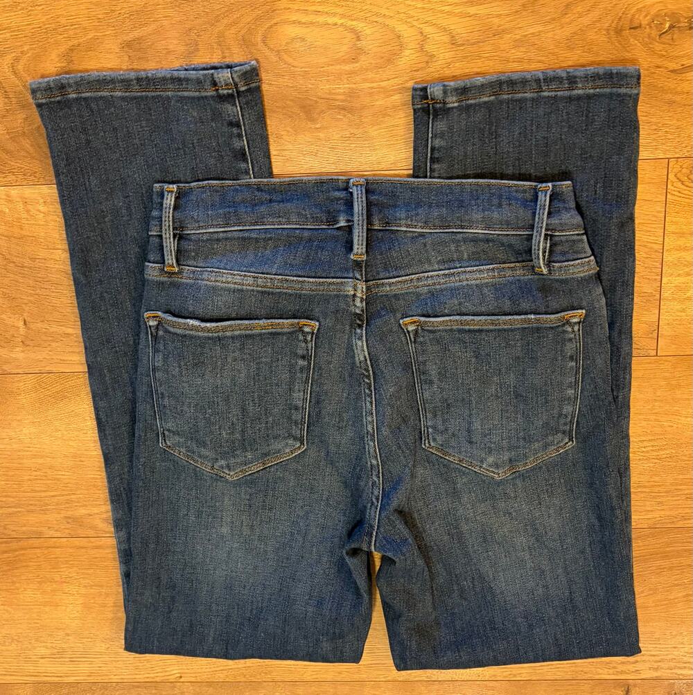 FRAME Le High Straight Jeans 27 Bestia High Rise Cropped Stretch Denim
